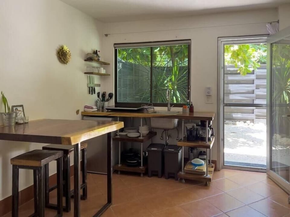 Inside table and kitchenette