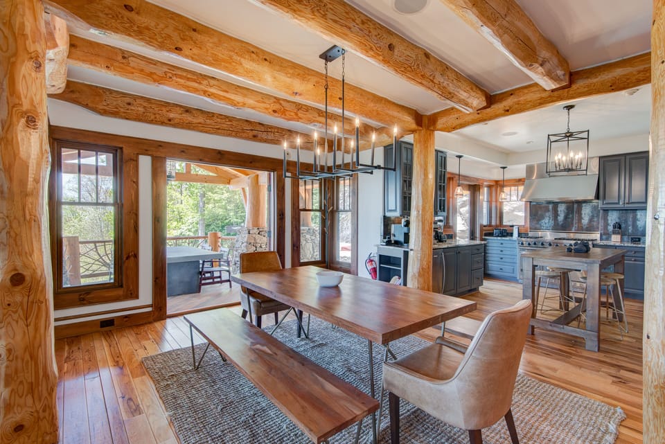 Indoor and Outdoor Dining Adjacent to the Kitchen