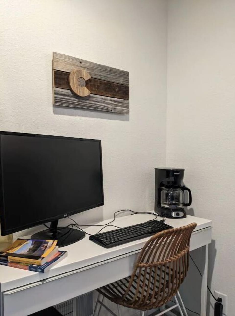 A monitor and keyboard are stored in closet and available for you if needed.
