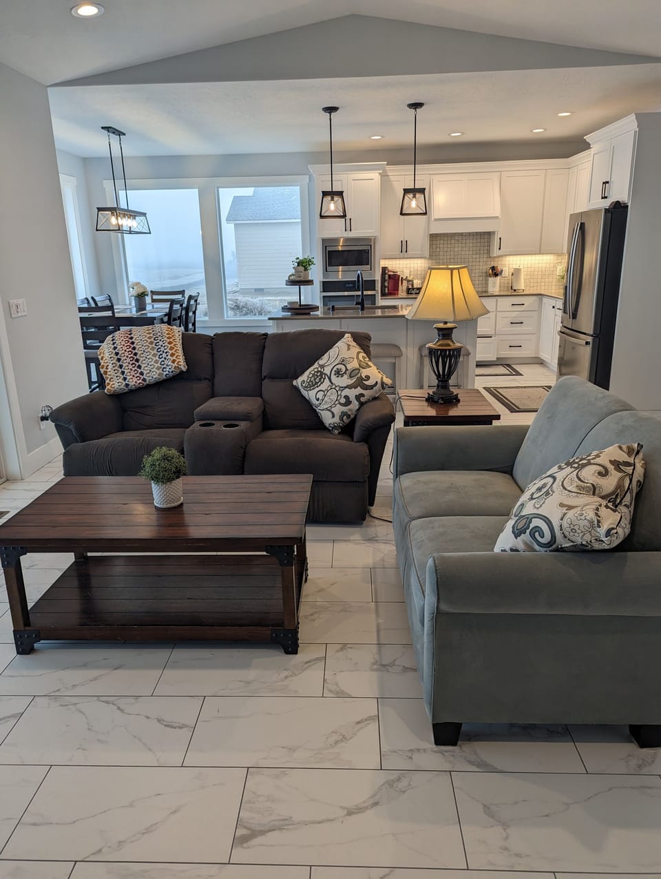 Large open living room for family gathering 