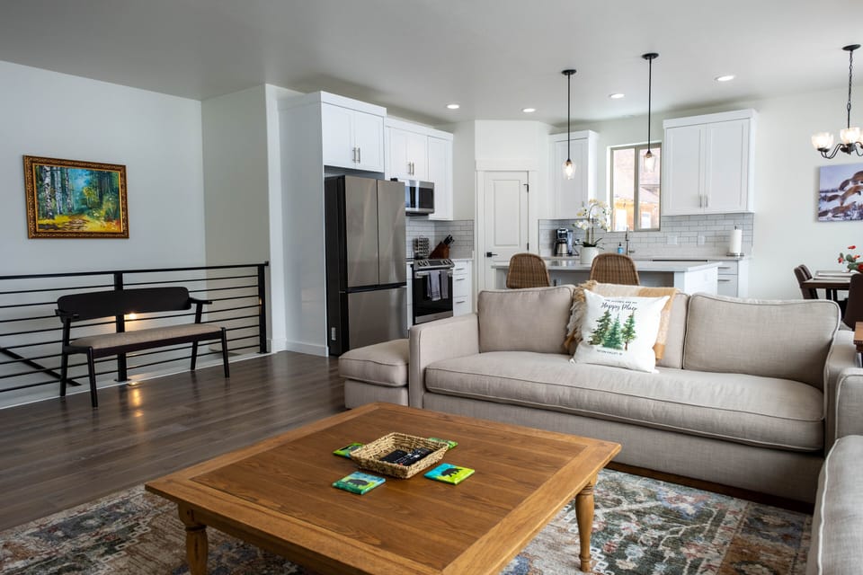 Upstairs kitchen, dining and living room