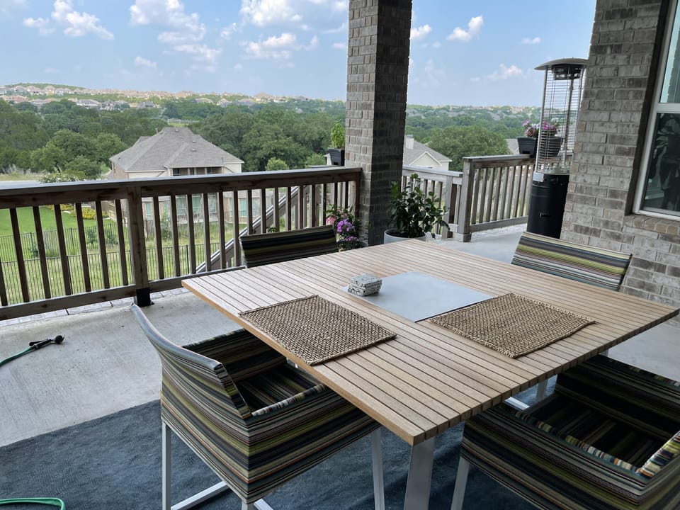 Back patio with views of the hills.