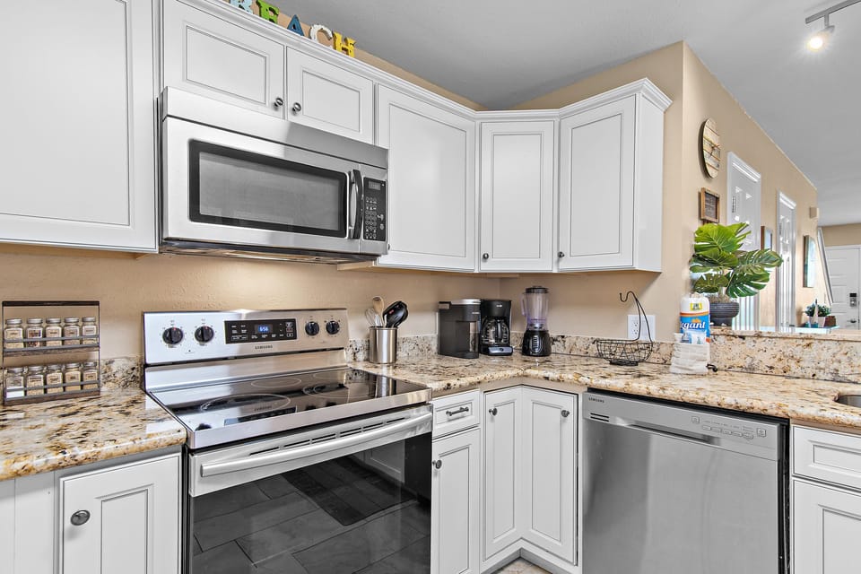 Stainless steel appliances, a Keurig, blender, and everything in between — this kitchen has you covered.