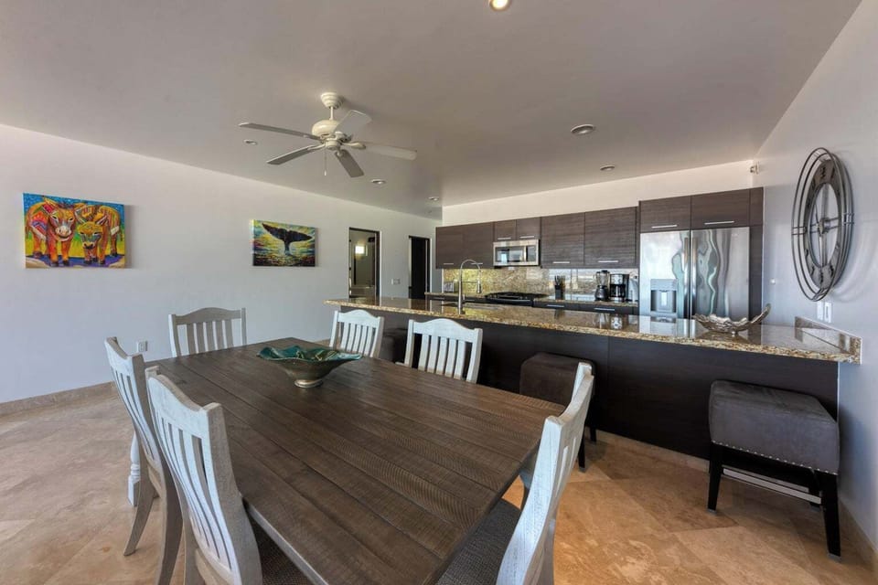 Gourmet kitchen with spacious dining