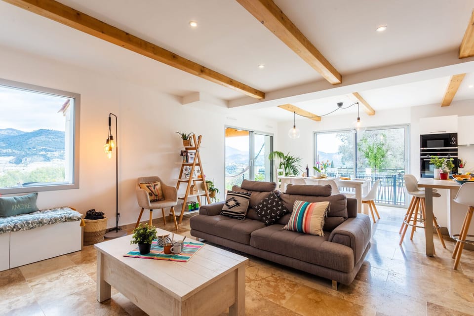 the living room opening onto the terrace