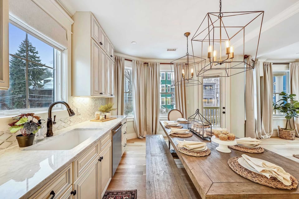 Kitchen | Fully Stocked Kitchen with Stainless Steel Refrigerator | Unit on One Level