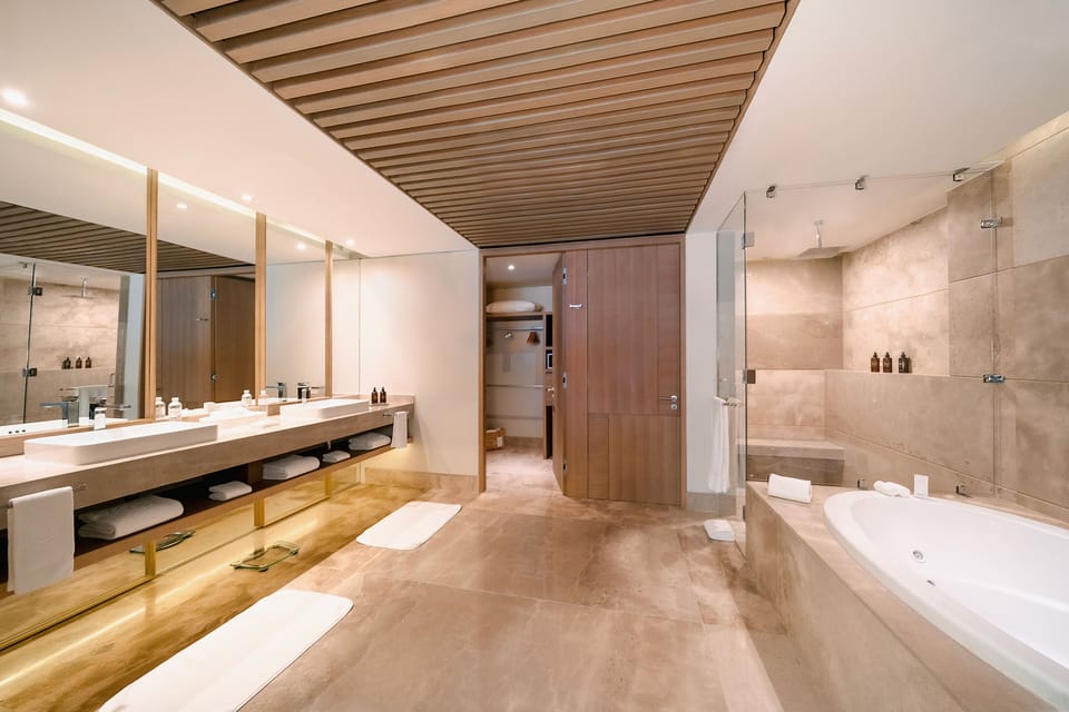 Elite 2 King Suite | Bathroom | Separate tub and shower, jetted tub, hydromassage showerhead, hair dryer