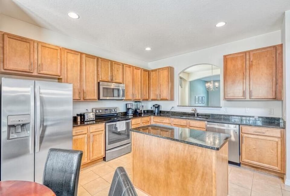 The kitchen is fully stocked with all of the tools and appliances you may need for a quick snack