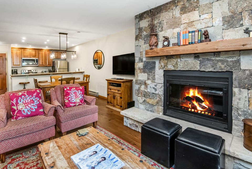 Real wood burning fireplace! 
