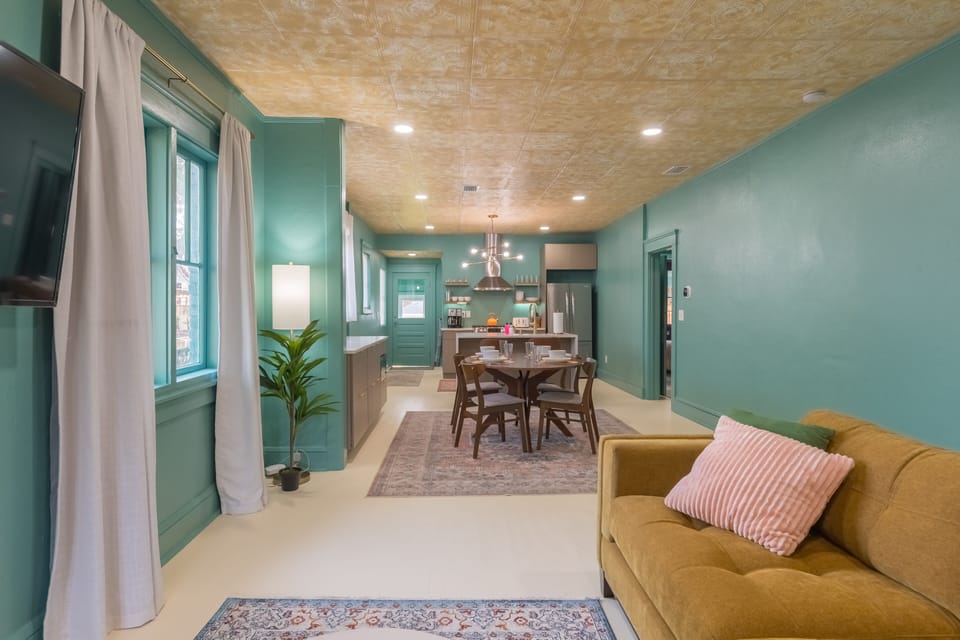 Living and Dining Room. Table that sits 4+ 2 people!