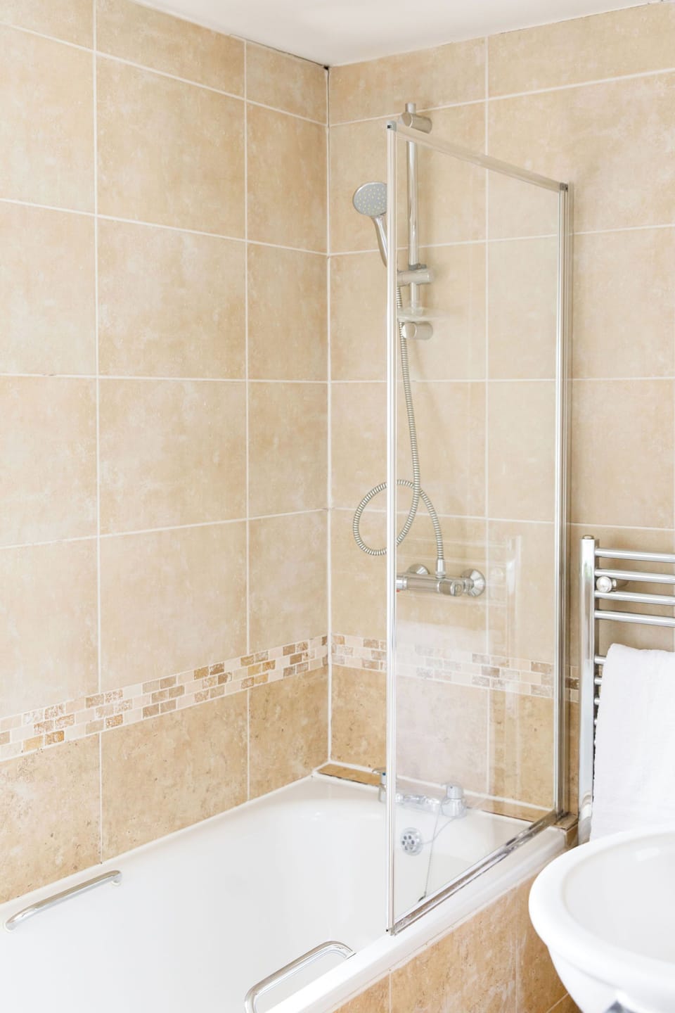Bathroom bath and shower combined 