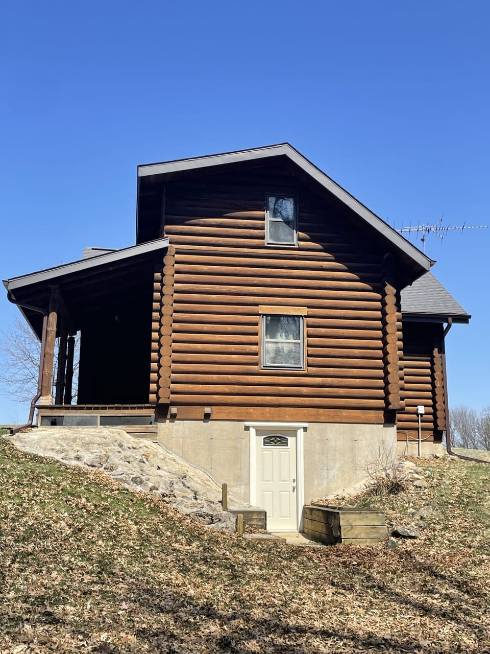 Back of Log Home - Walkout Basement 