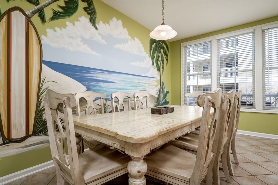 Beautiful Beach Mural over the Dining Table