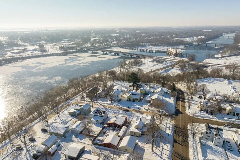 Chippewa falls with house