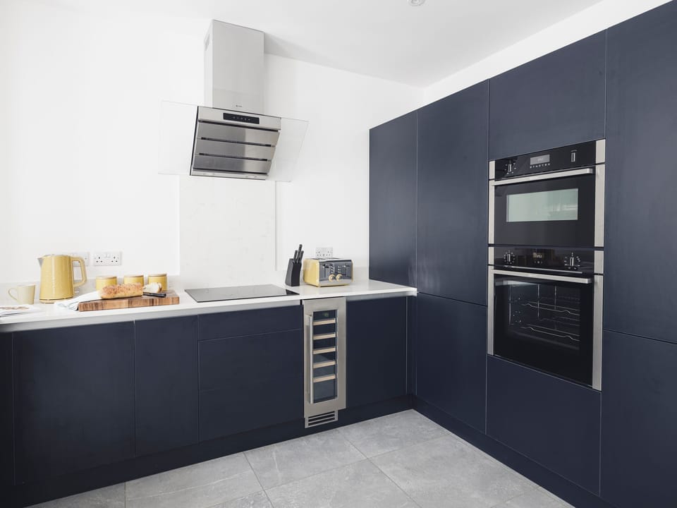 Fridge, dishwasher, electric kettle, toaster
