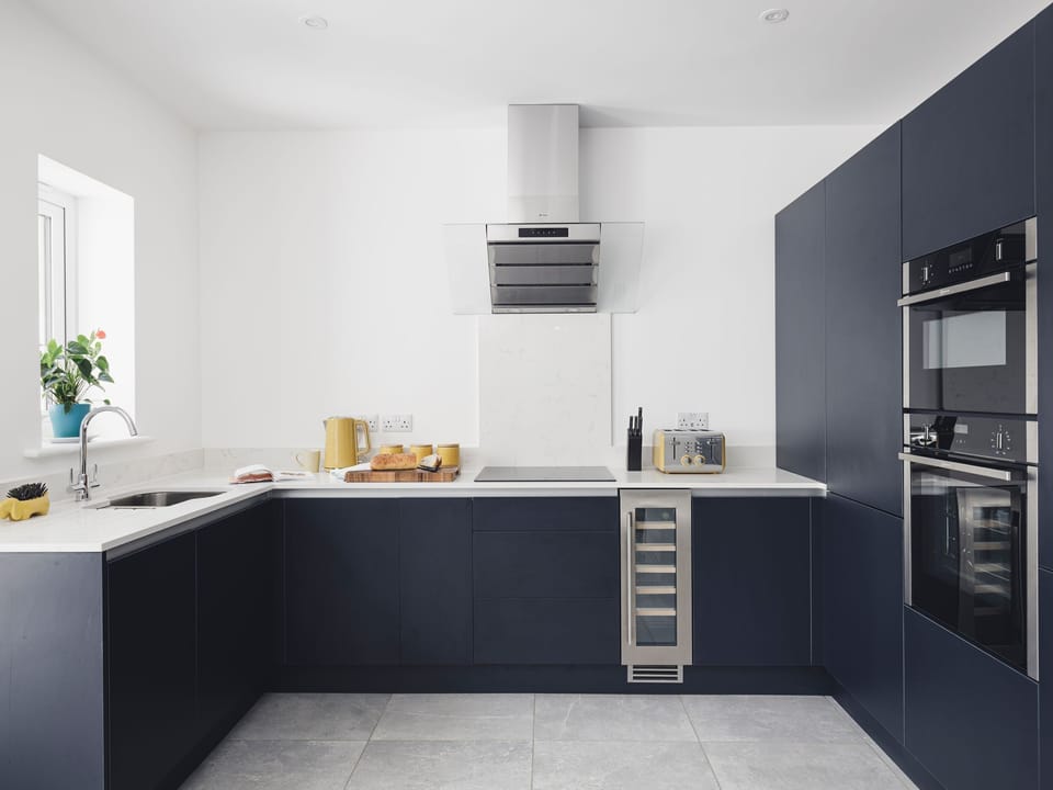Fridge, dishwasher, electric kettle, toaster
