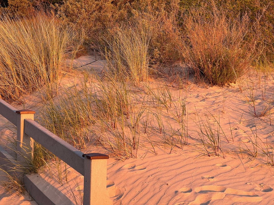 On the beach, white sand