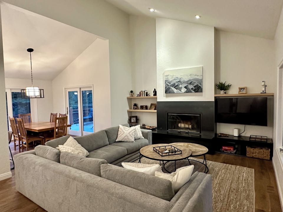Cozy living room with large, comfy sectional and new  50 inch tv. 