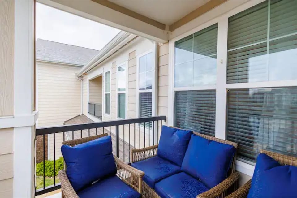 Balcony with chairs and table