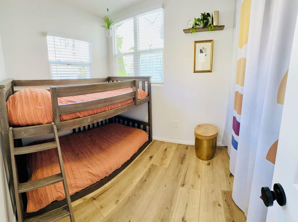 Second bedroom with bunk beds.