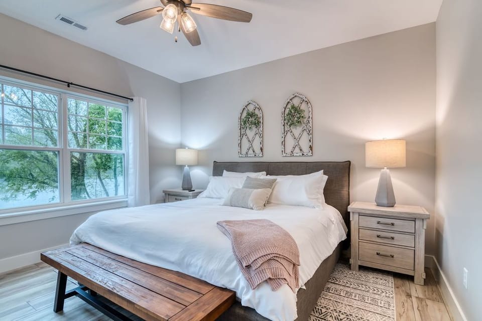 The master bedroom has a private master bath and walk-in closet