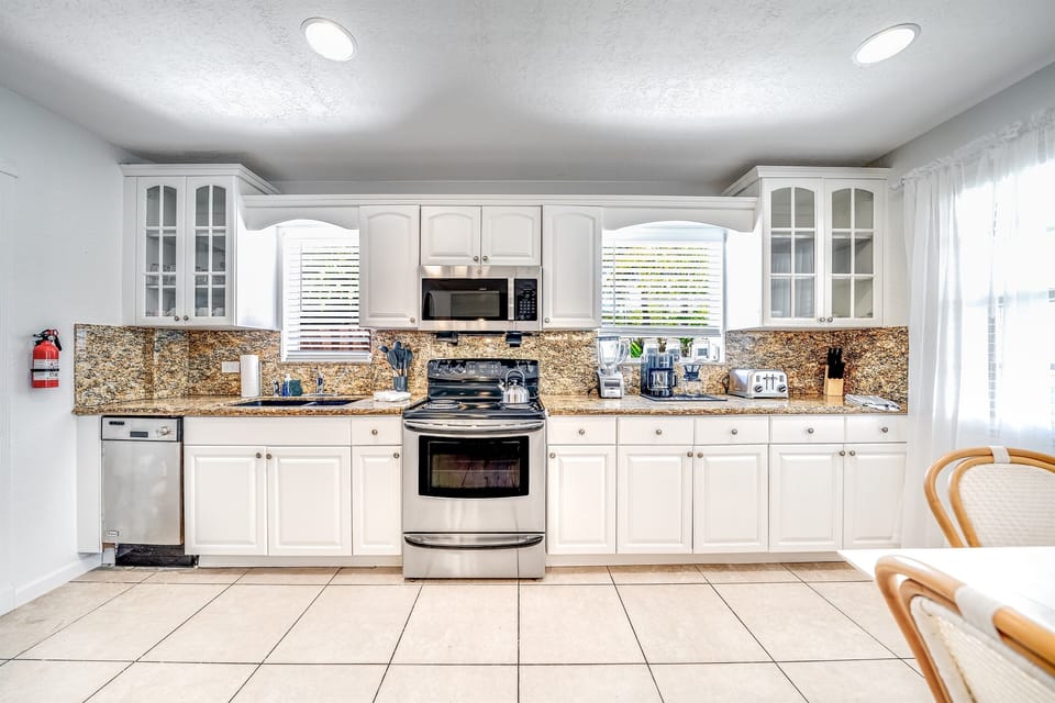 Feel free to use our fully stocked kitchen to cook up a storm. It has all the basics plus more.
