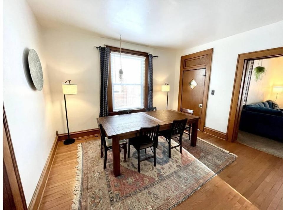Large dining room with table that fits up to 8 people!