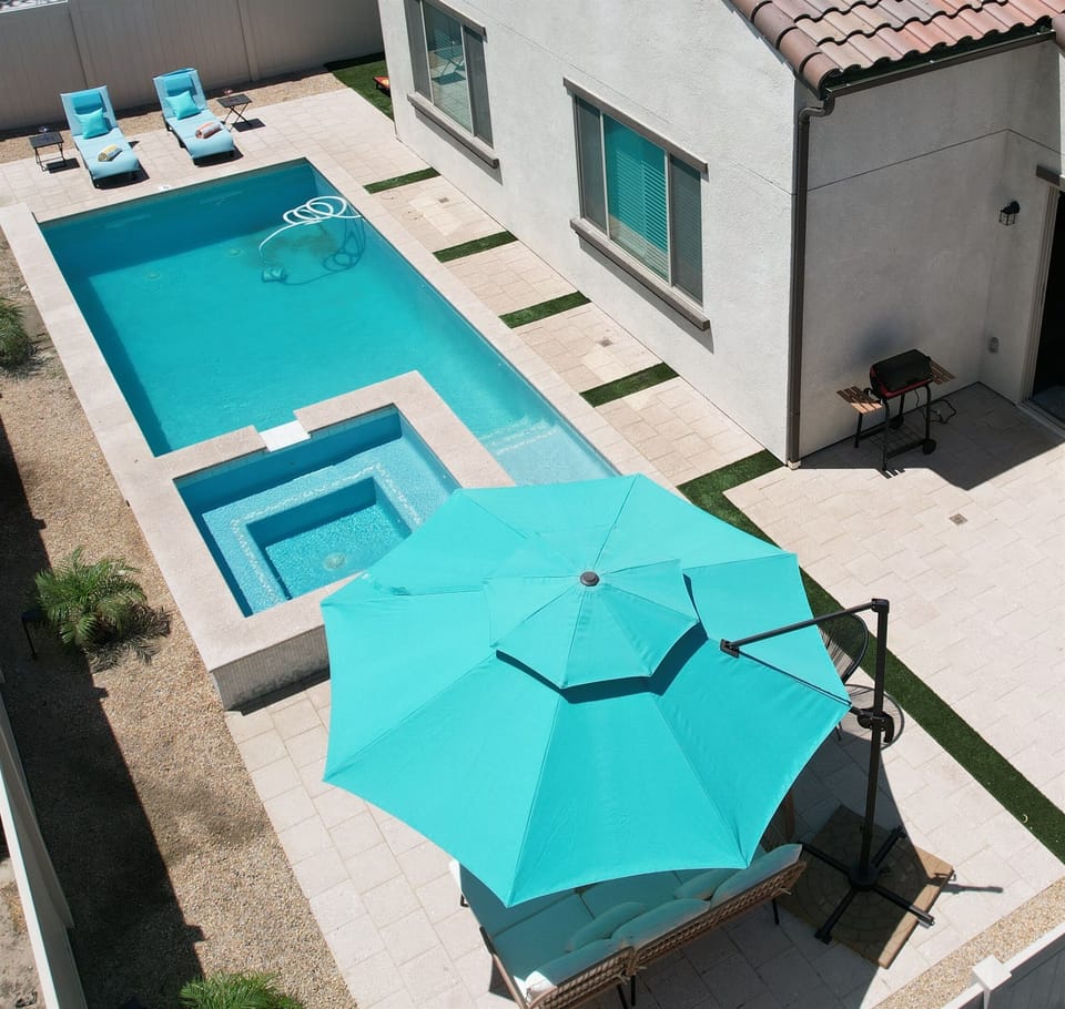 Aerial view of the backyard