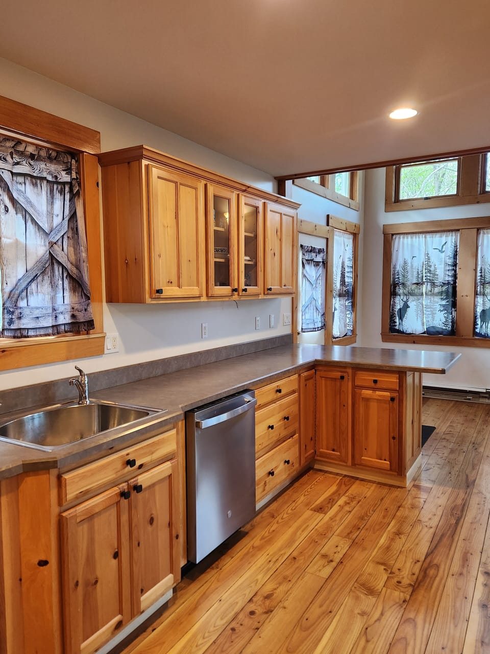 Kitchen Area with door to back deck