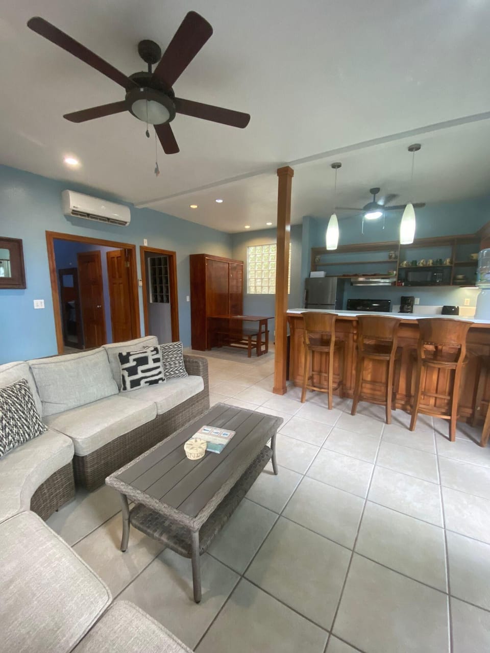 Living Room and Spacious Kitchen Area