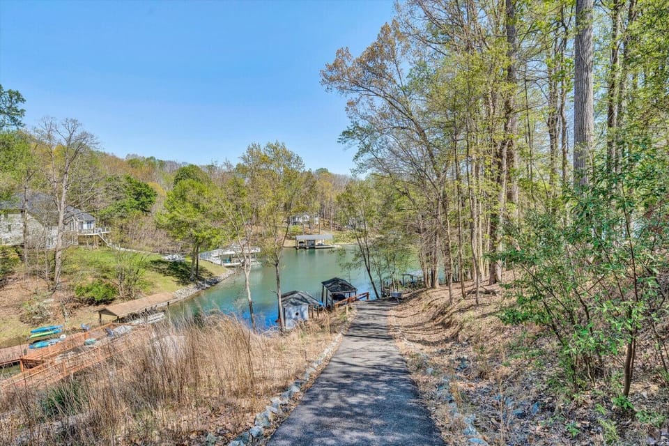 The walk to the dock is a slope with a paved walkway.
