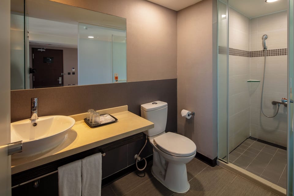Classic Triple Room | Bathroom | Shower, rainfall showerhead, hair dryer, slippers