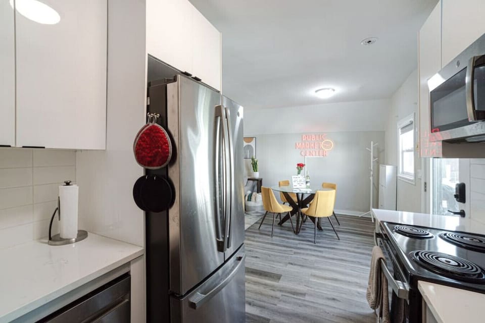 View from kitchen to dining