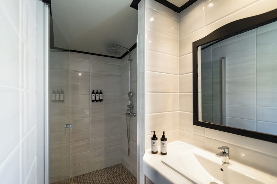 Junior Suite | Bathroom | Shower, rainfall showerhead, free toiletries, hair dryer