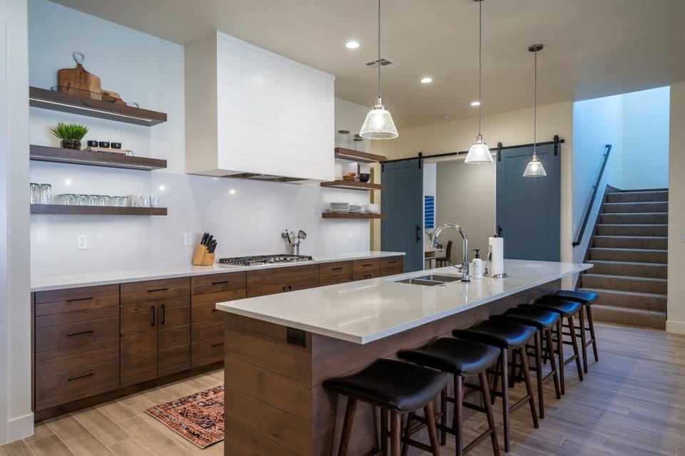 Seat up to 5 people at the oversized kitchen island