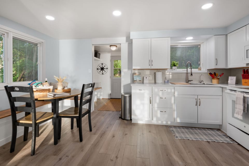 Our spacious open concept kitchen and dining area is perfect for gathering!