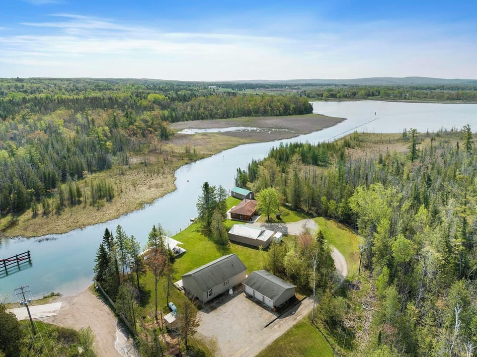 Overhead view of cottage