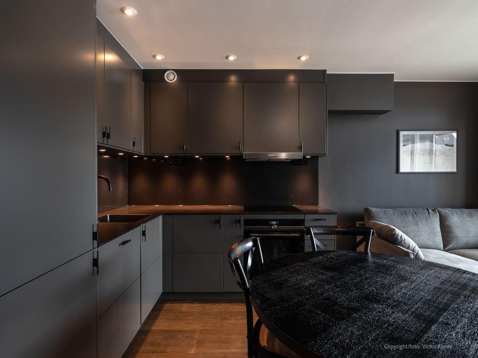 Apartment | Private kitchen | Fridge, microwave, oven, stovetop