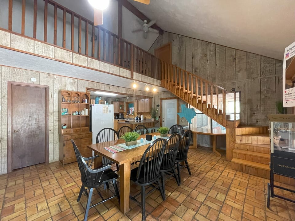 Dining view with upstairs