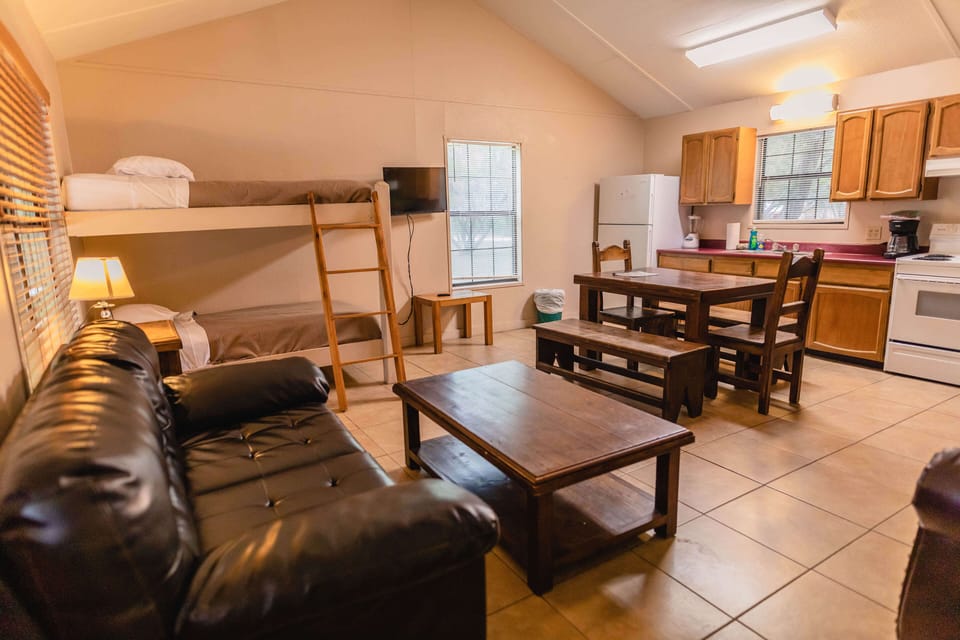 Living room view + bunk beds