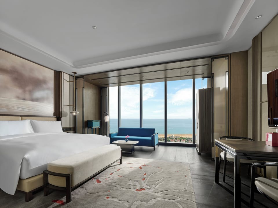 Reserve Deluxe Ocean View King | Premium bedding, down comforters, minibar, desk