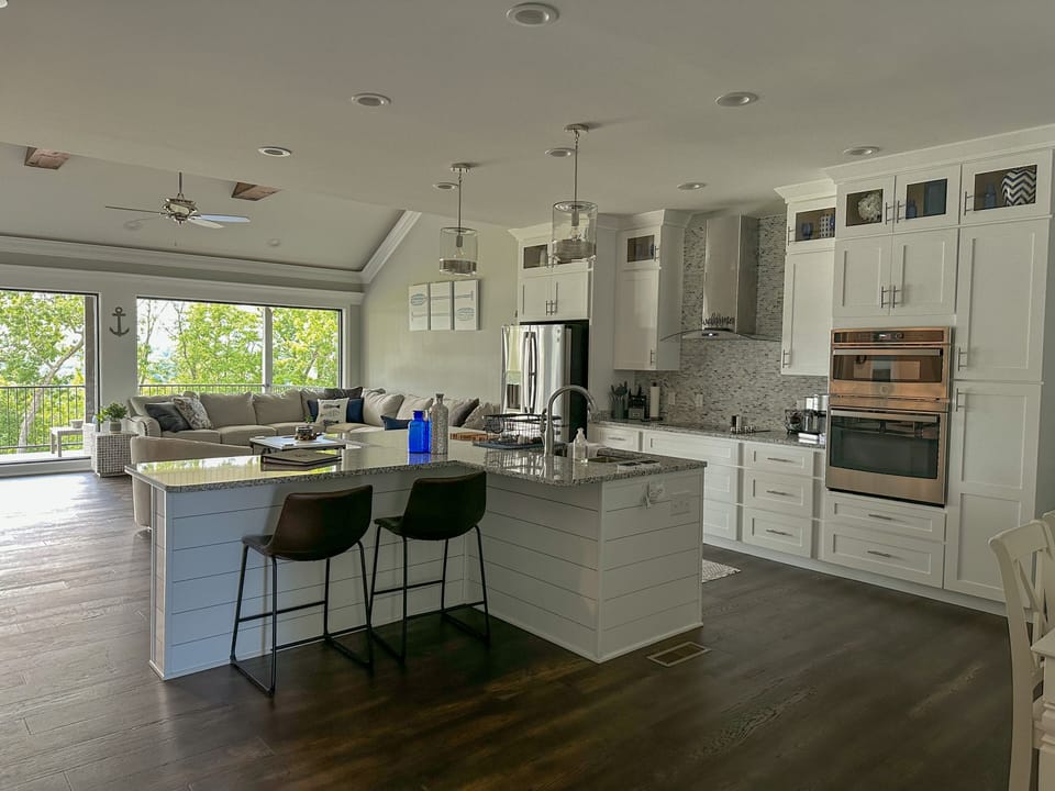 The kitchen leads right into the living room which has a very open concept!