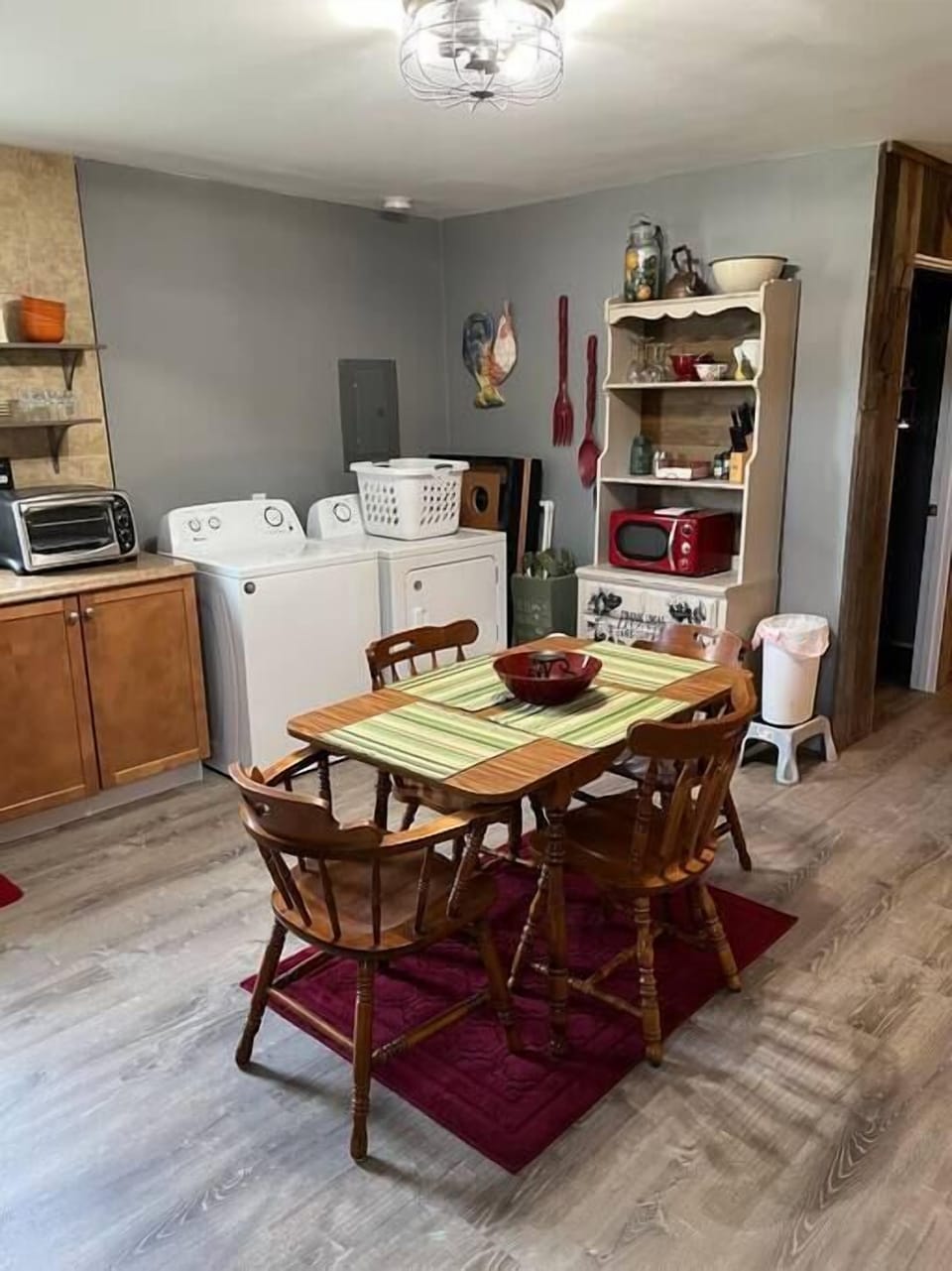 Small but works well with the space. Table for 4 please!