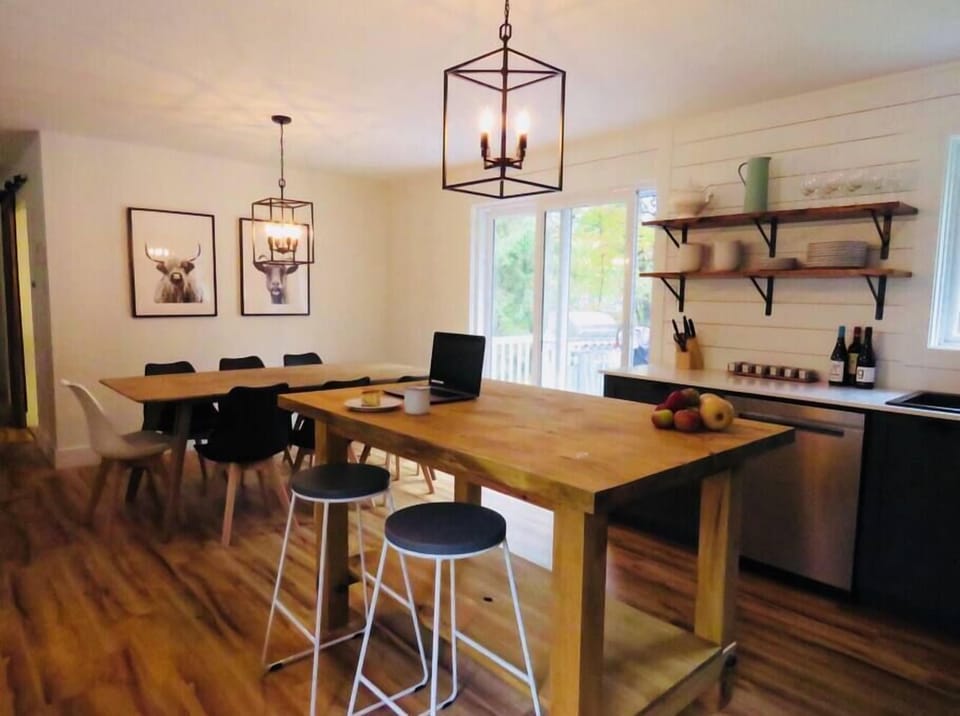 View of the kitchen and dining area
