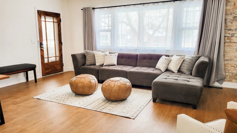 Spacious living room with sectional sofa.