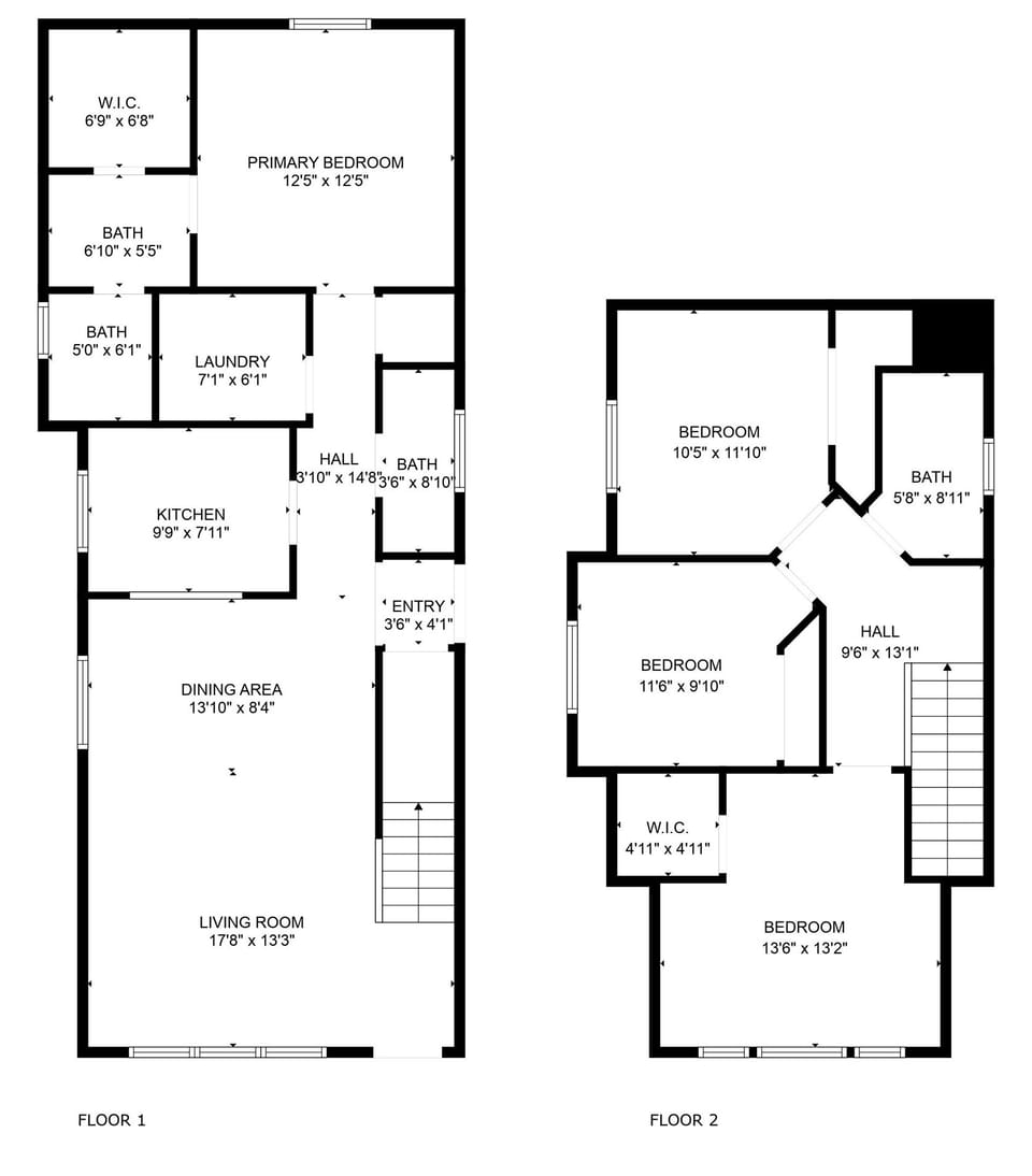 Floor plan for the 4 bed 2 1/2 bath home