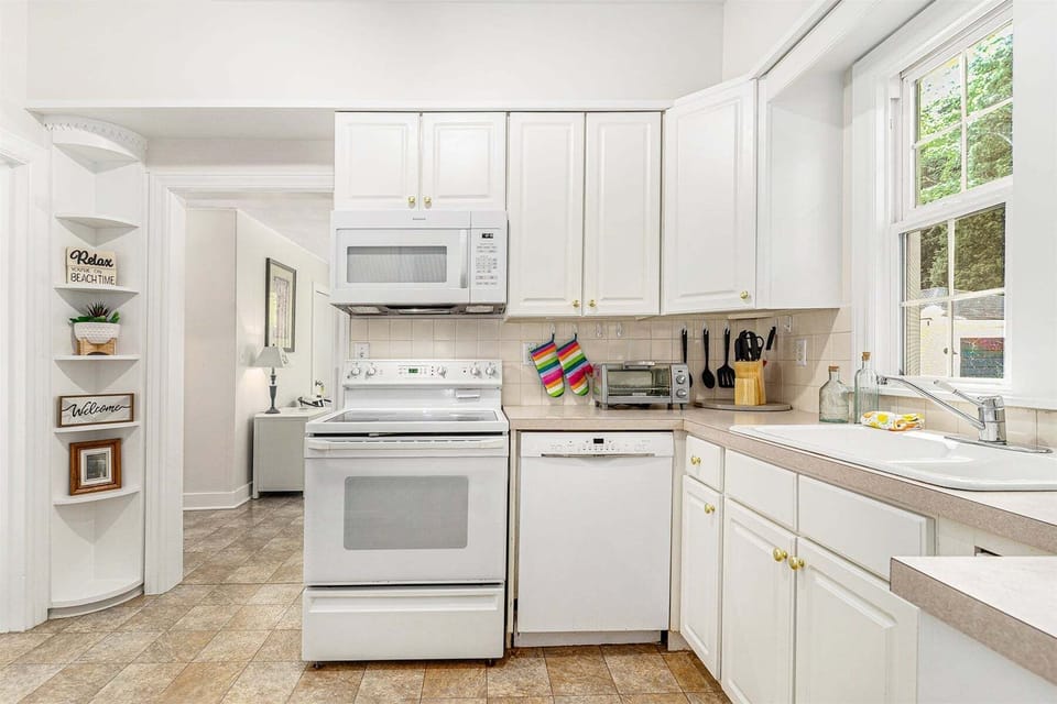 The kitchen has everything you need for a meal at home, just bring your food