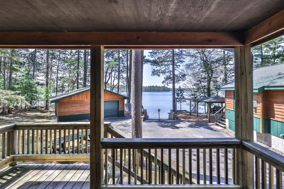 Enjoy the view of the lake from the shade of the deck.