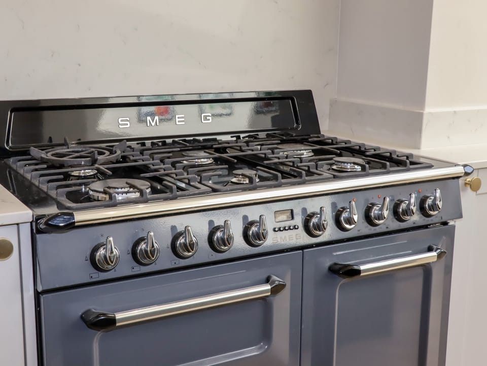 Fridge, dishwasher, cookware/dishes/utensils