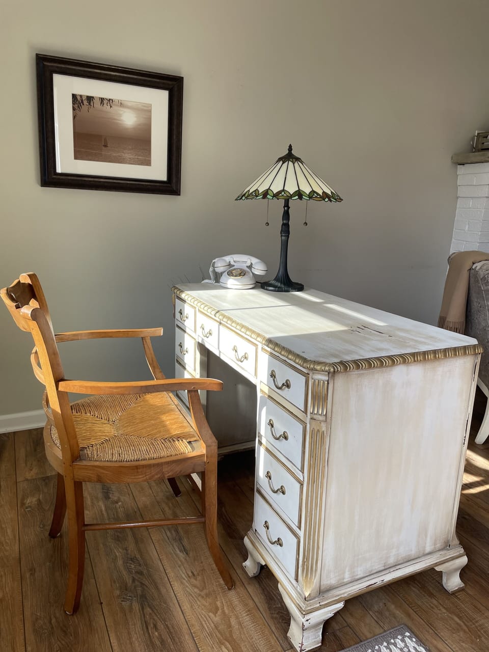 Vintage work desk with lake view!